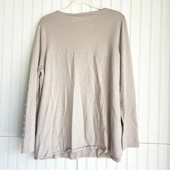 Soft Surroundings Size L Cordillera Sweater with Pearls in Dove Gray NEW! - Picture 6 of 6